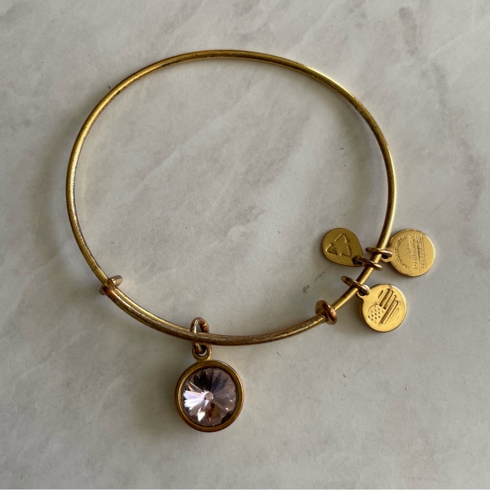 Alex & Ani June Birthstone Light Amethyst Charm Bangle